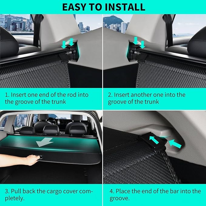 Tecoom Cargo Cover fit for Subaru Crosstrek Impreza Accessories 2019-2023, Retractable Rear Trunk Cover Luggage Security Shade, Anti-Peeping Privacy Screen Protector, Carbon Fiber Texture