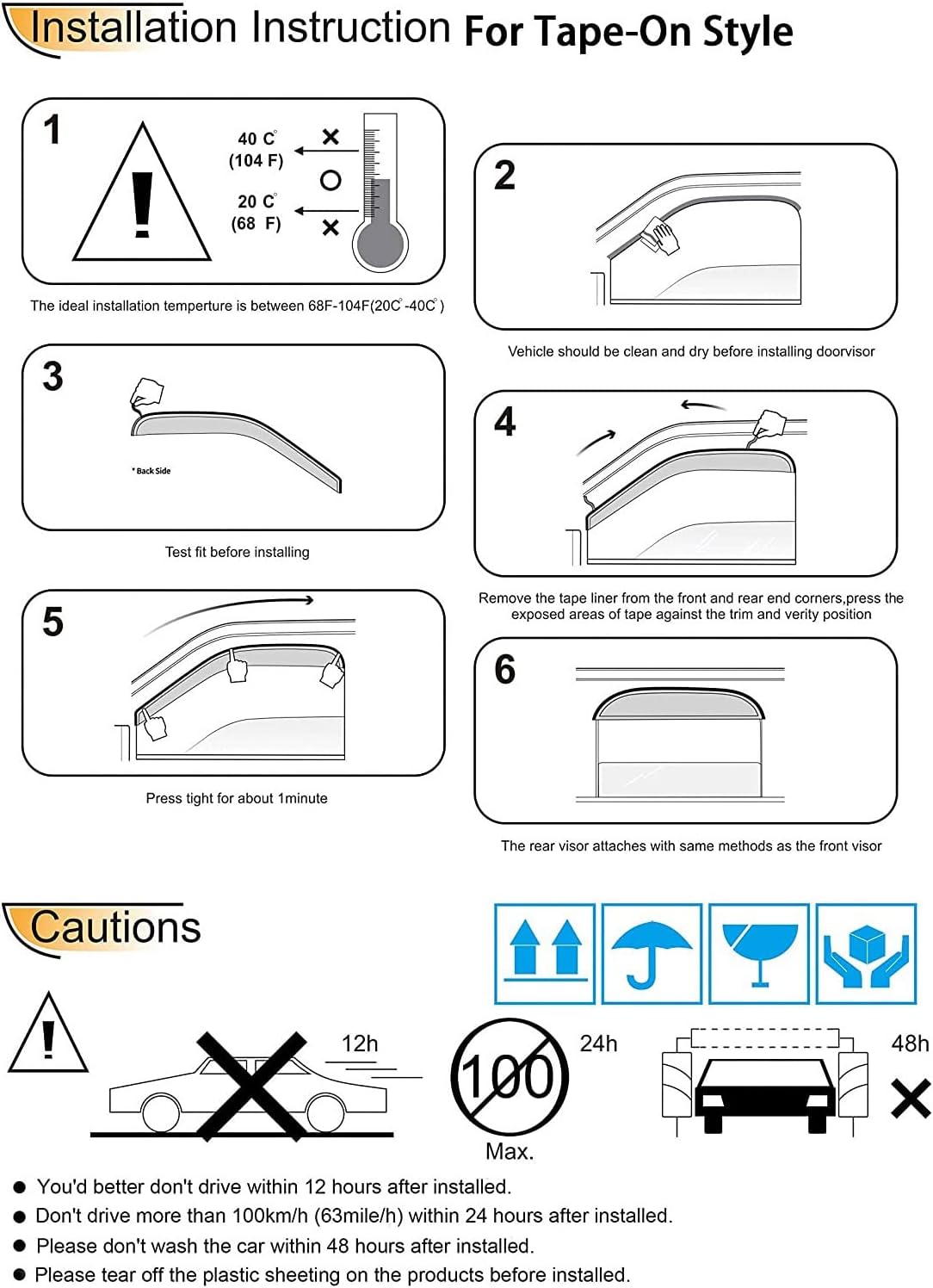 94808 Side Window Visors Wind Vent Deflector fit for 1997-2003 Ford F150/Ford F250 Extended (Super) Cab with 2 Half Size Rear Doors,4pcs Outside Mount Style Sun Rain Guards Set