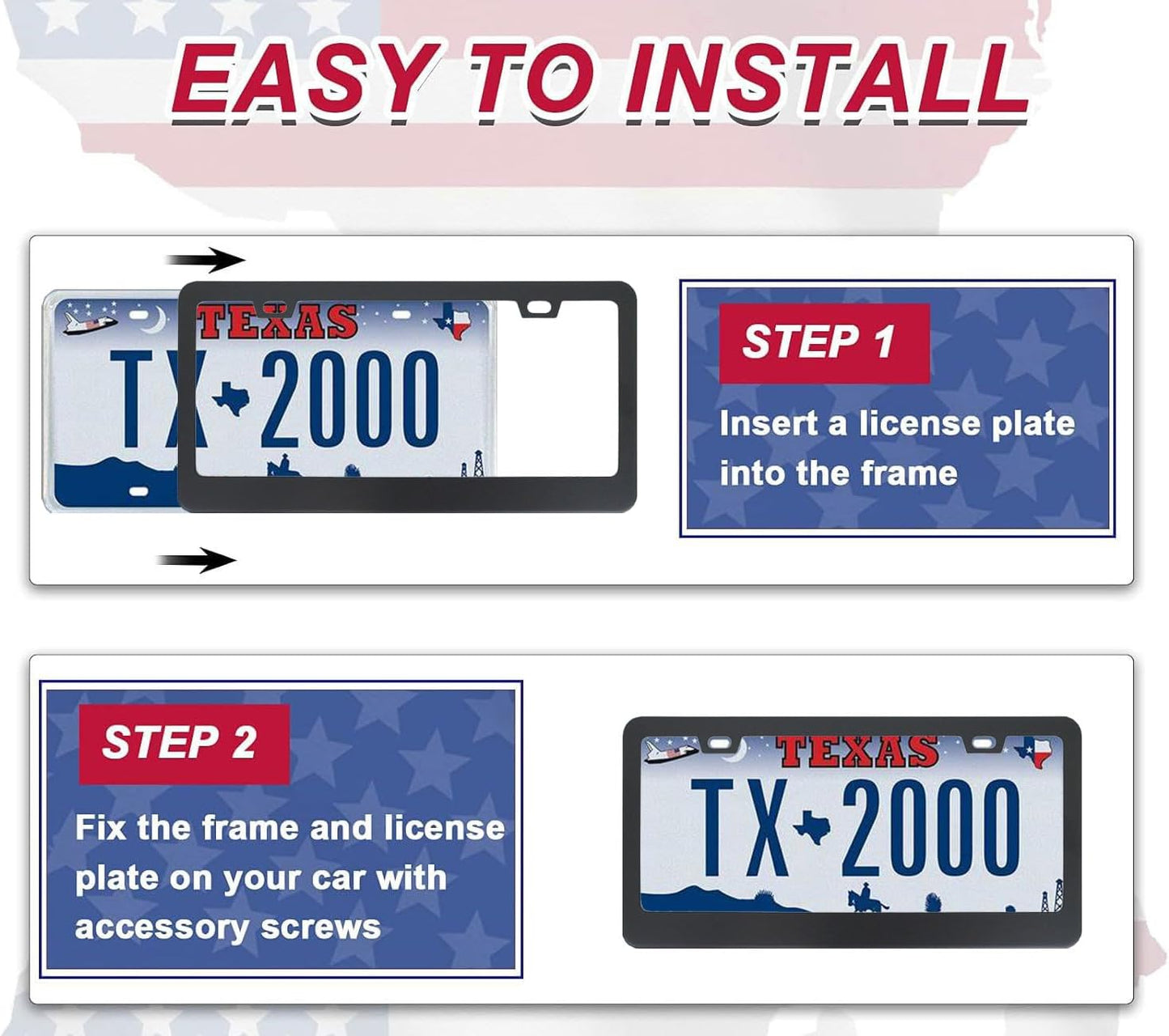 Skull License Plate Frame Black and White Skull License Plate Holder Cool Auto Accessory Car Decor Bracket Aluminum License Tag Plate with Anti-Theft Screw Caps-1Pcs