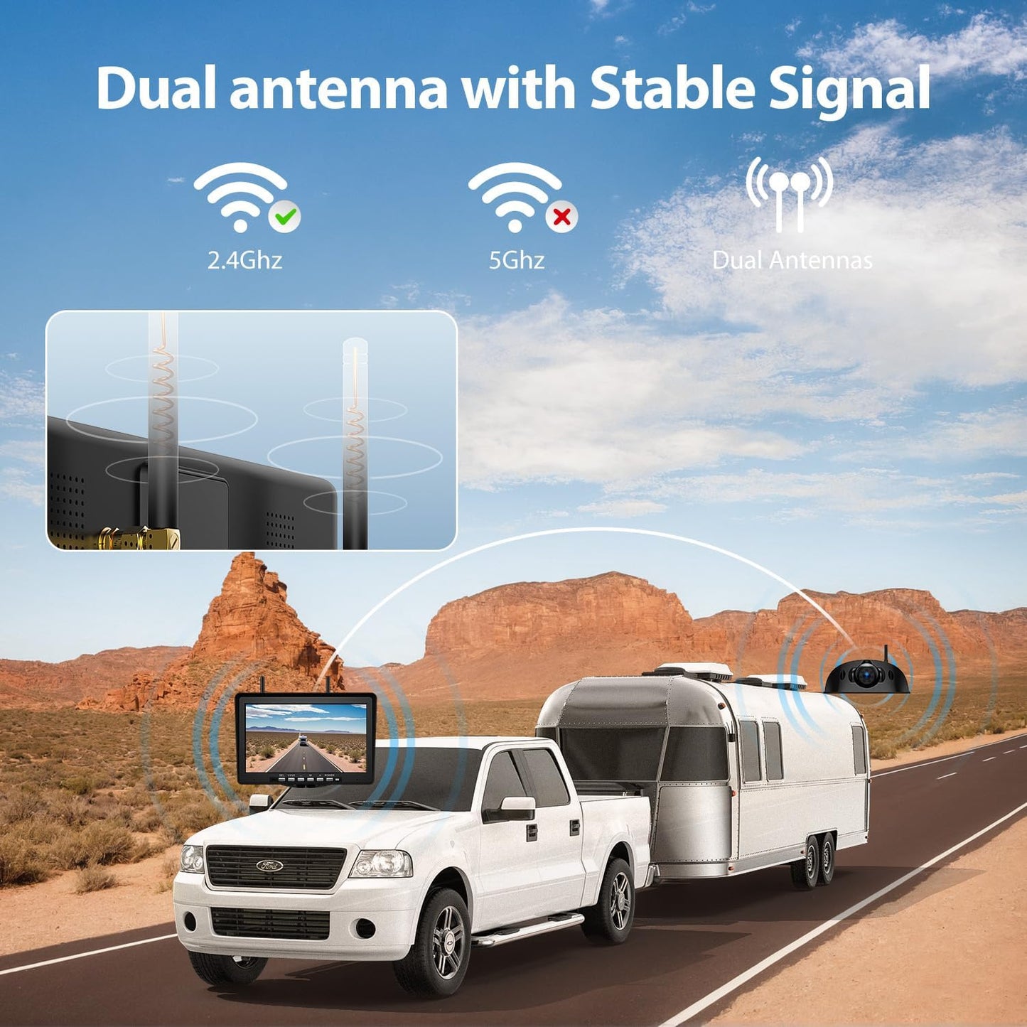 10.1" RV Backup Camera Wireless System Plug and Play, Pre-Wired for Furrion RV Trailer Camper Motorhome, HD 1080P DVR Monitor with Rear View Camera, IR Night Vision IP69K Waterproof, BY5