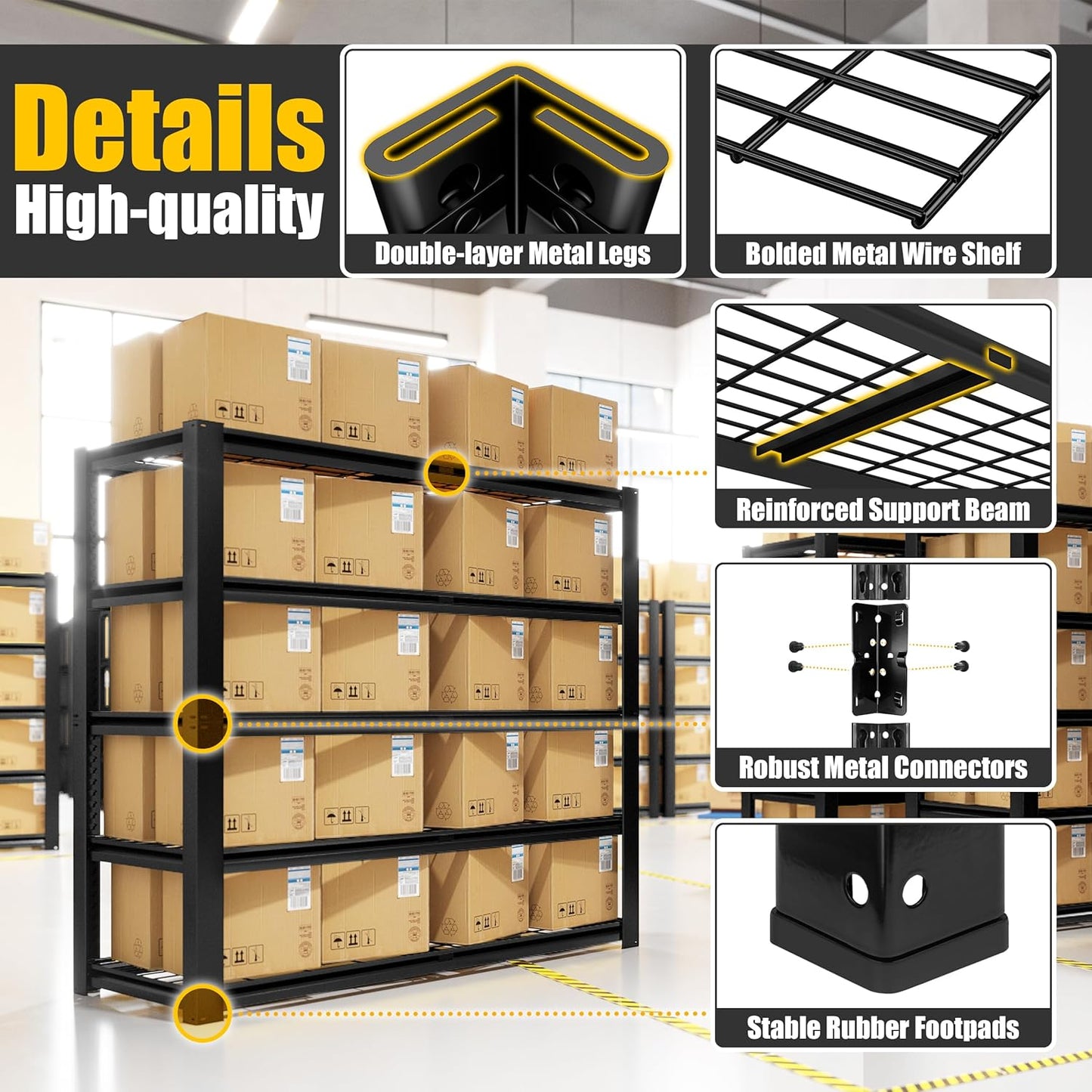 PrimeZone Heavy Duty Garage Shelving 5 Tier Heavy Duty Storage Shelves Adjustable Industrial Metal Wire Shelf Unit for Garage,Basement,Pantry,Warehouse,Commercial,36" W X 16" D X 72" H 4Pack
