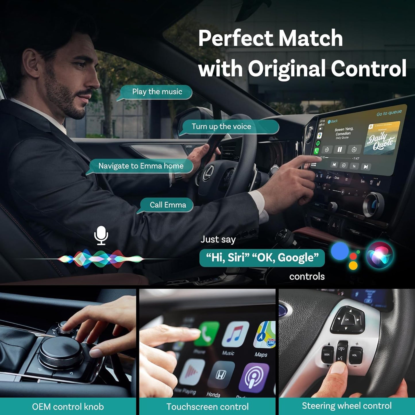 OTTOCAST Mini Dongle Wireless CarPlay Adapter for iPhone & Android Auto Adapter 2-in-1 Convert Wired to Wireless Apple Car Play, Plug & Play, USB-C, Low Latency (2016+ Cars, iOS 10+/Android 11+)