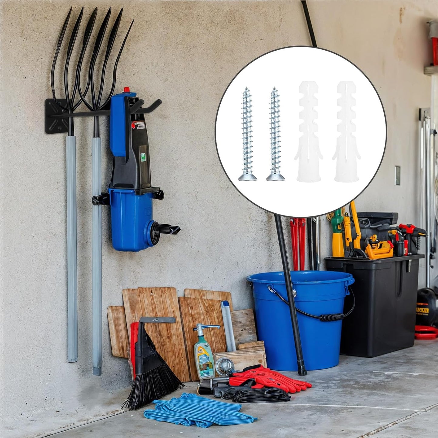 2Pcs Garage Hooks Heavy Duty Tool Organizer, Wall Mount Utility Multi-Use Storage Hangers Rack for Car Tires, Ladders, Chairs, Strollers, Power Tools, Garden Tools