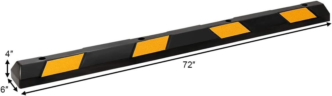 Goplus Parking Block, 72' Rubber Bumpers with 8 High Reflective Yellow Safety Stripes, Heavy Duty Parking Target, Garage Wheel Stoppers for Car, Truck, RV and Trailer (2 Pack)