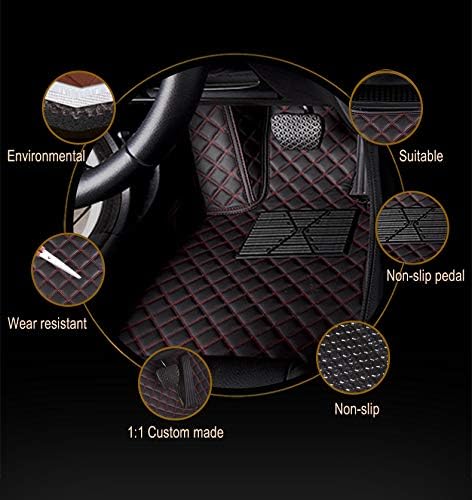Custom Car Floor Mat Compatible with BMW Mercedes-Benz Toyota Cadillac Lexus Honda Infiniti Nissan Hyundai Kia Audi All Models Cars Sedans SUVs Automotive Mats (Black and Black)