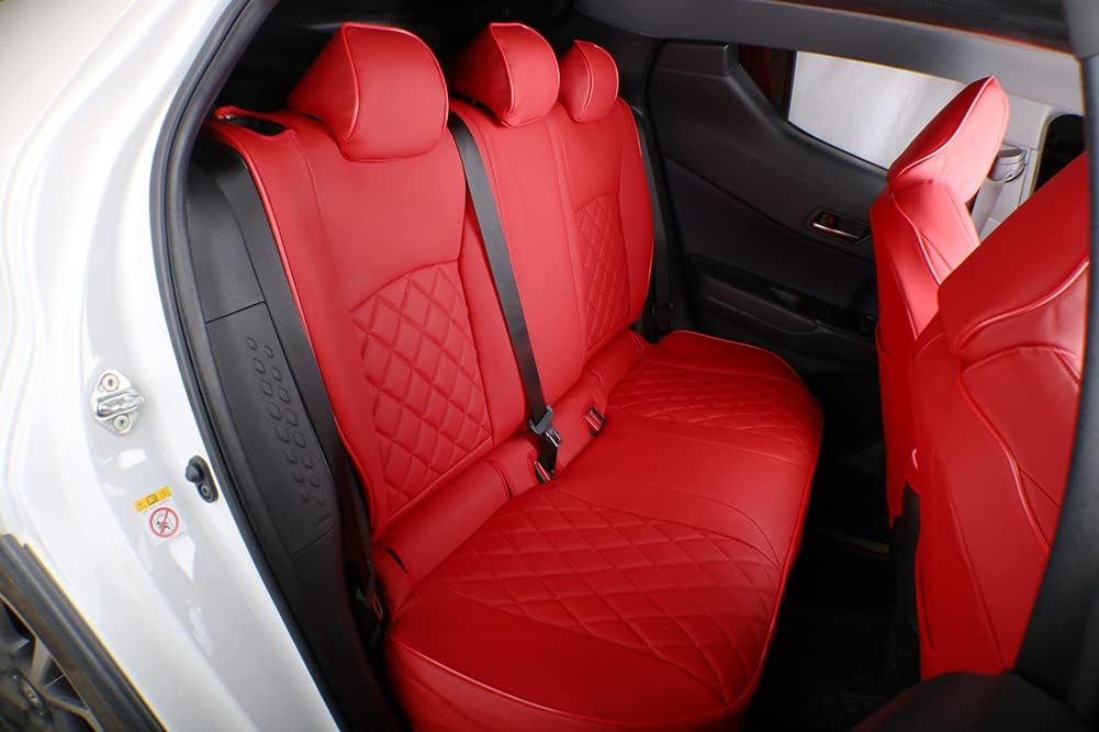 EKR Accord Car Seat Covers for Honda Accord 2023 2024 2025 LX(Rear Row W/Solid Backrest) Leather Car Seat Covers,Waterproof Car Seat Protectors,Trucks Seat Covers Full Set(Red)