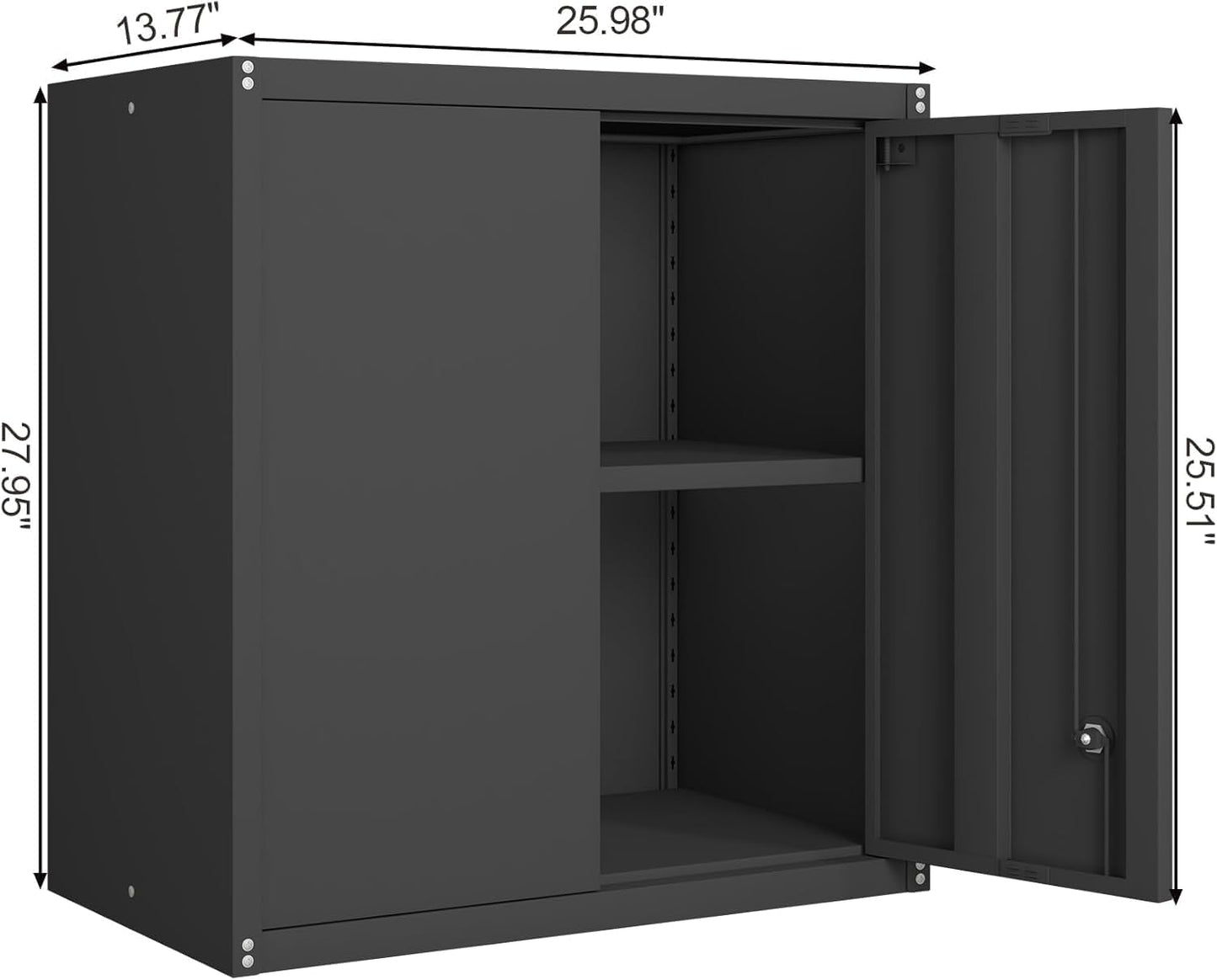 GREATMEET Locking Metal Wall Cabinets for Garage, Garage Cabinets Wall Mount, Steel Floating Hanging Storage Cabinet with Doors and Adjustable Shelf for Utility Room