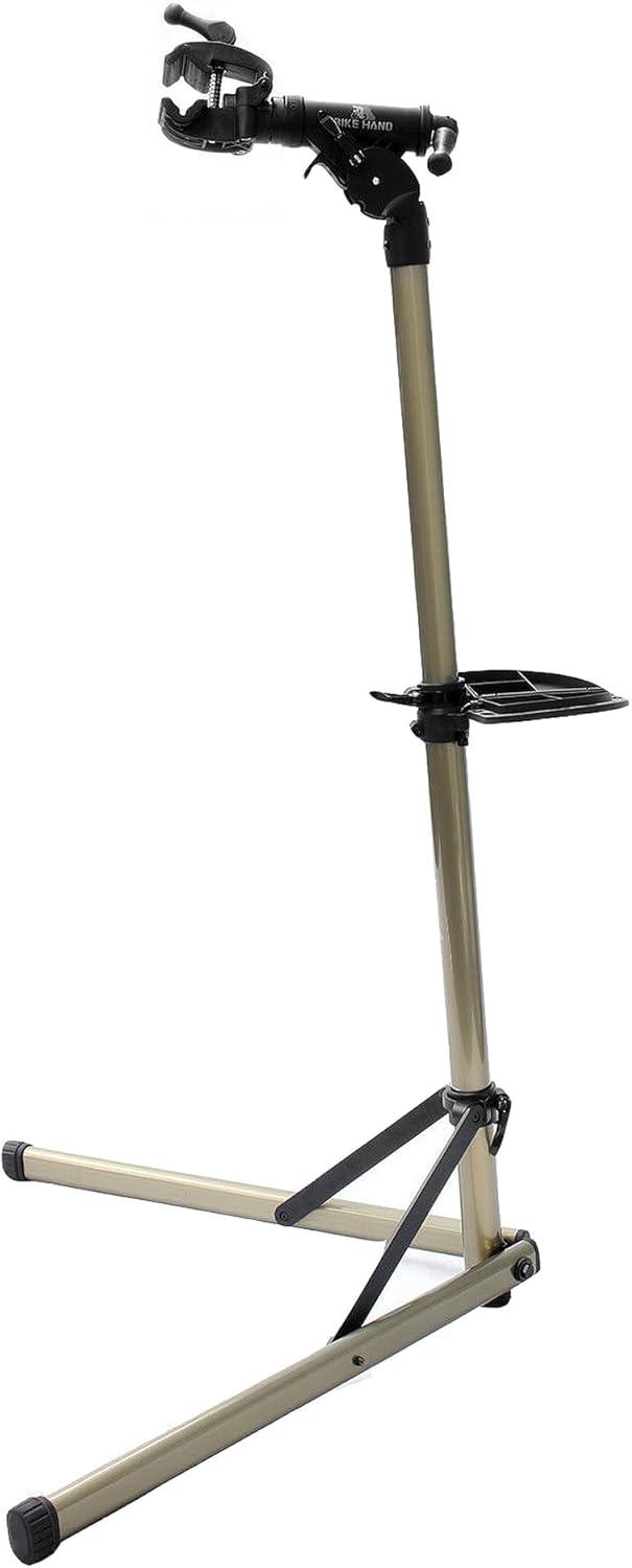 BikeHand Bike Repair Stand | Lightweight & 360 Adjustable Home Bicycle Mechanics Workstand w/Magnetic Tool Plate | Quick Release Portable Bike Maintenance Stand for Mountain & Road Bike