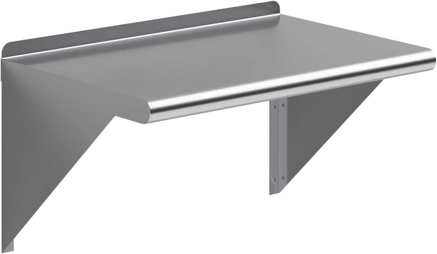 AmGood 24" Long X 16" Deep Stainless Steel Wall Shelf | NSF Certified | Appliance & Equipment Metal Shelving | Kitchen, Restaurant, Garage, Laundry, Utility Room