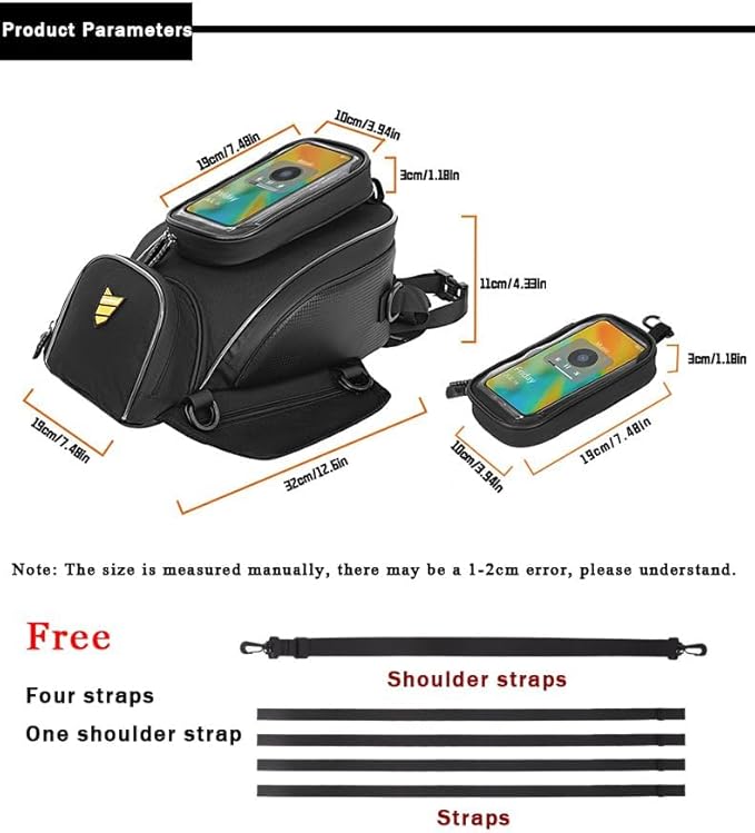 Motorcycle Tank Bag for Kawasaki Ninja 650 650R ZX6R ZX10R, Magnetic & Strap Mount Tank Bag for Motorcycles, Motorcycle Touring Navigation Luggage Bag Tank Bags,A Strap