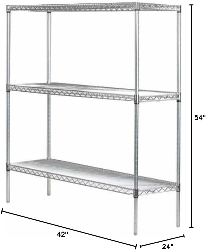 Omega 24" Deep x 42" Wide x 54" High 3 Tier Chrome Starter Shelving Unit