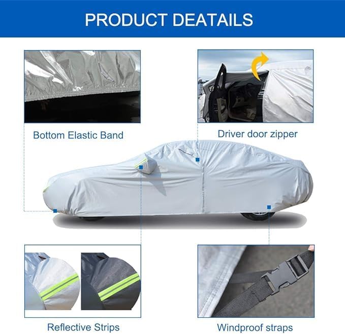 KouKou Oxford Waterproof SUV Car Cover Suitable for Dodge Journey from 2008 to 2011, Windproof All Weather Waterproof Outdoor Cover Sun Rain UV Dust Snow Protection.