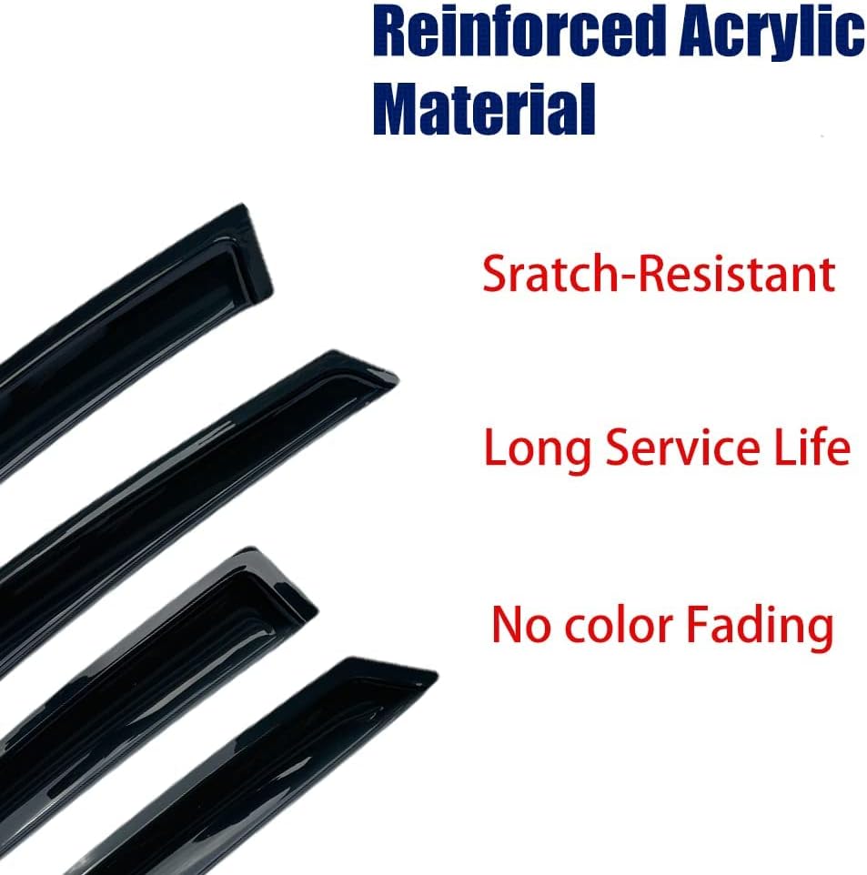 94113 Side Window Wind Vent Deflector,4pcs Out-Channel Tape-On Nice Shade Rain Guards Set,Dark Smoke Window Visors fit for 1997-2001 Honda CR-V