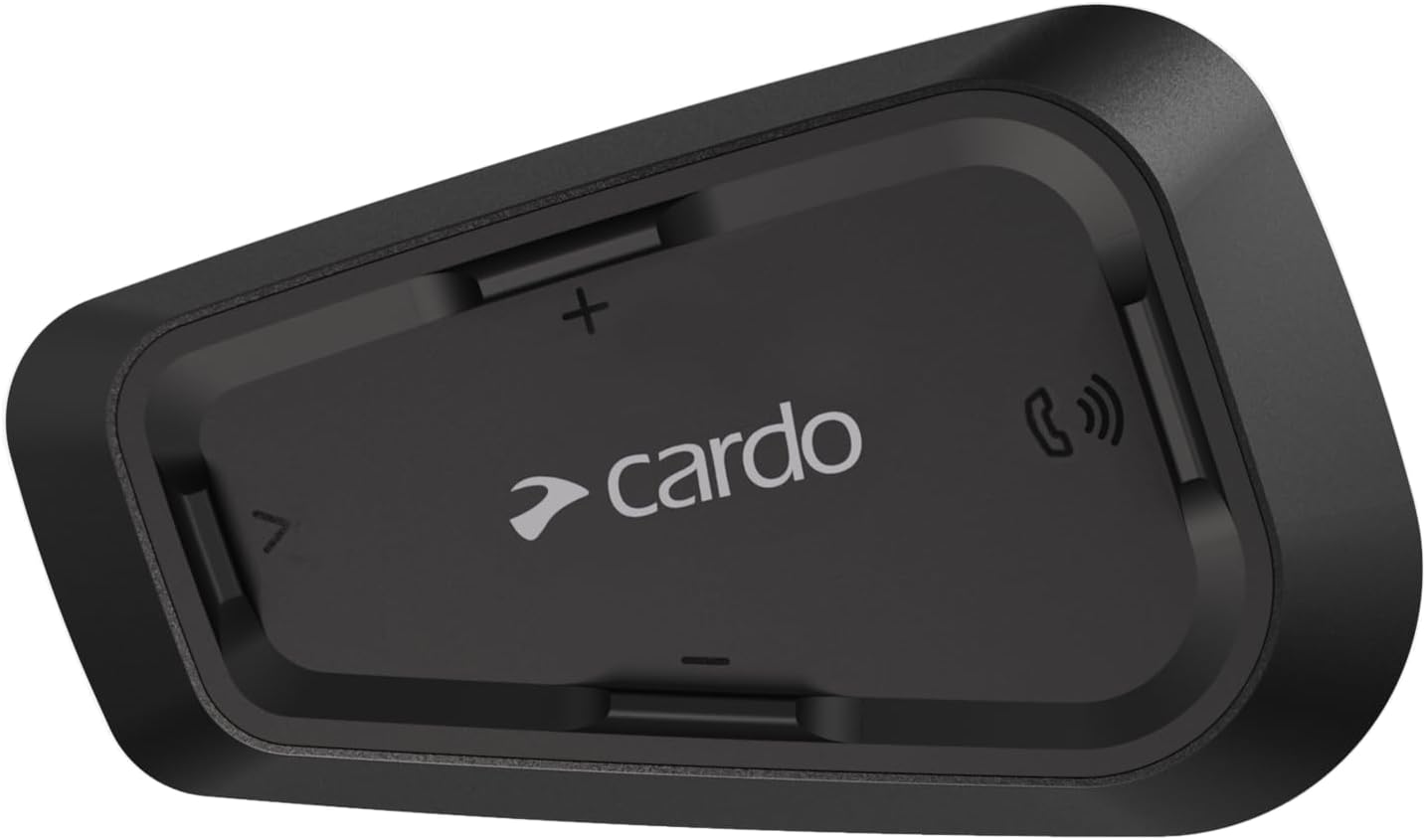 Cardo Systems Spirit Motorcycle Bluetooth Communication Headset, 2-Way Bluetooth, Thin 32mm Speakers, Waterproof, Universal Connectivity - Single Pack