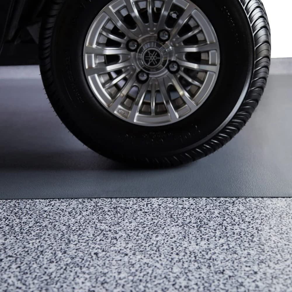 G-Floor Ceramic Texture Vinyl Garage Flooring Mat (8'6" x 22', Midnight Black) - Solid Polyvinyl Construction for Superior Garage Floor Protection