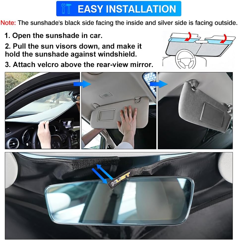 KUST Windshield Sun Shade for Volkswagen VW Tiguan 2018-2023 2024 Window Shade Foldable Sun Visor Protector Blocks UV Rays Keep Your Car Cooler