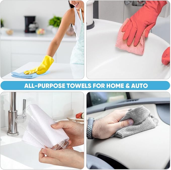 AIDEA Microfiber Cleaning Cloth Roll, Shop Towels 55 Sheets, Grey Microfiber Towels for Cars, Washable Shop Rags Reusable Paper Towel for Automotive, Workshop, House, Kitchen, Cleaning Supplies11×9"