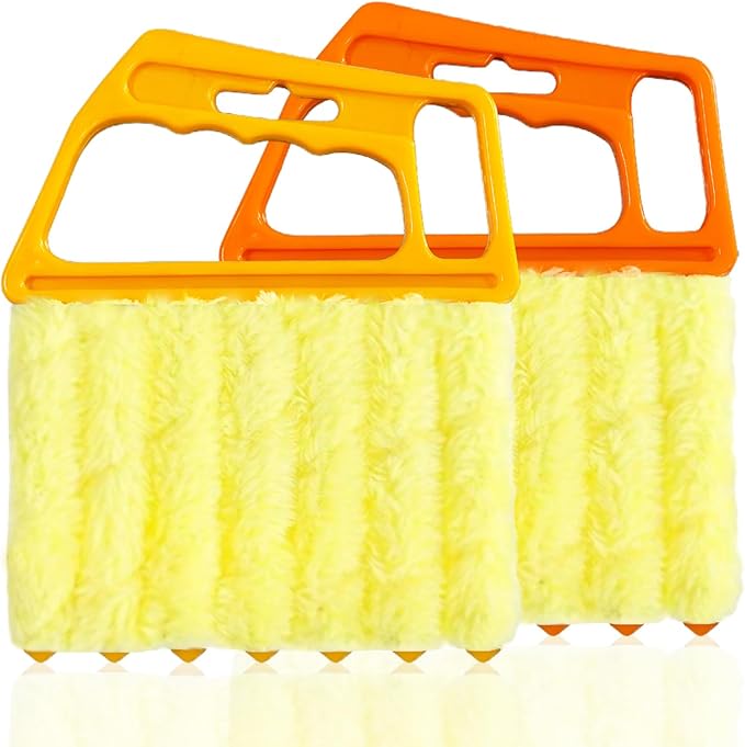 AOCEAN 2 Pcs Blind Cleaner Duster Tool, 7-Finger Dusting Cleaner Tool for Window & Air Vent, Washable Handheld Microfiber Duster Brush for Blinds Dust Dirt