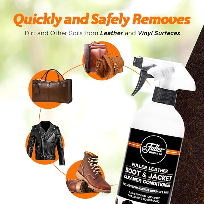 Fuller Brush Leather Boot and Jacket Cleaner Conditioner - Natural Oil Formula for Leather, Vinyl, Backpacks & Luggage - Removes Dirt, Dust, and Grime - Pack of 1