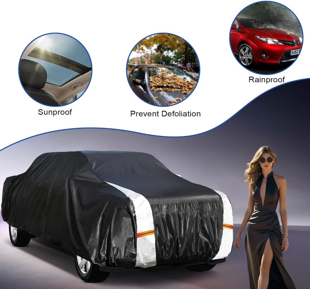 Ford F-150 Truck Cover Custom Fit 1997-2025 Super Cab SB (6.5') with Door Zipper, 12 Layers Full Exterior Pickup Truck Cover Waterproof All Weather, for Wind Dust Sun and UV Protection.