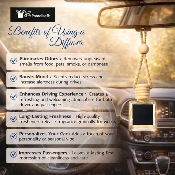Gift Paradise® Vanilla Bourbon Cake Car Air Freshener Set of 3 (10 ml Each) – Premium Hanging Diffuser with Magnetic Luxury Gift Box, Sweet Vanilla Cake & Warm Bourbon Scent, Long Lasting Car Perfume