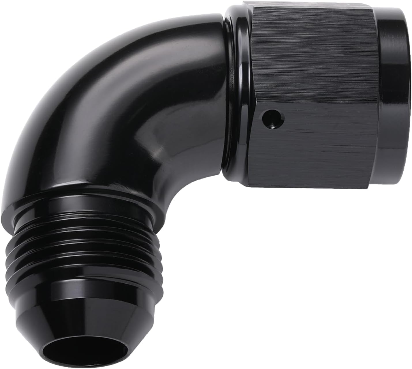 90 Degree 8AN Male to 8AN Female Swivel Full Flow Fitting Adapter Coupler Aluminum Black
