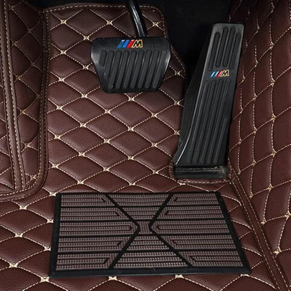 Custom All-Weather Protection Luxury Leather Floor Mats for Cars SUVs Trucks According Anti-Slip Leather Floor mats ﻿ (26,Beige and Purple)