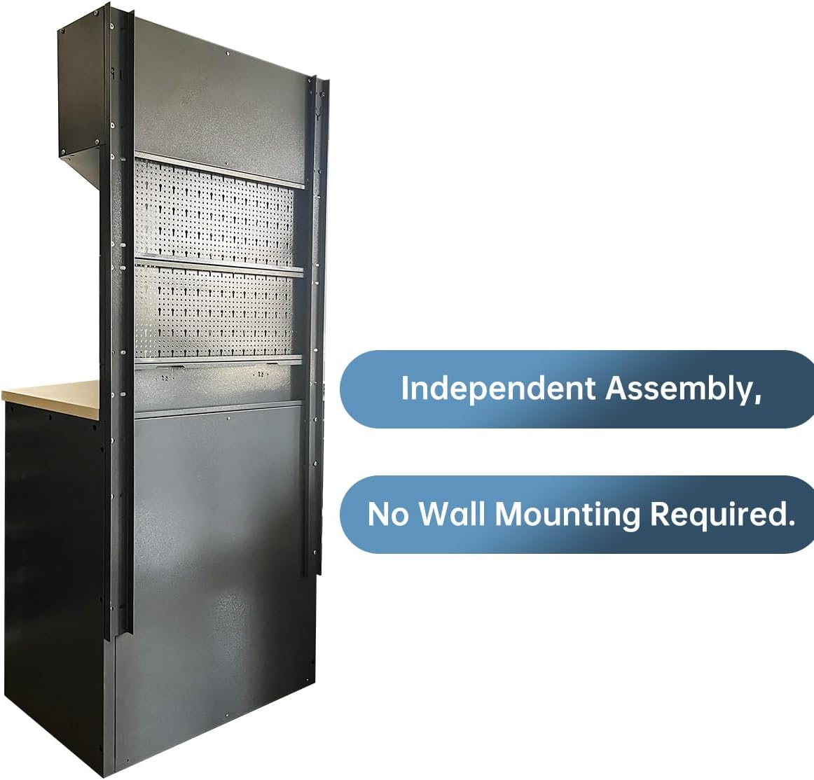 JZD Garage Workbench Set, Metal Tool Cabinet System with Overhead Storage, for Workshop Organization