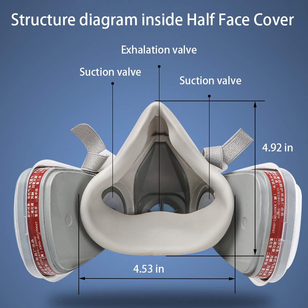 Respirator Reusable Half Face Cover Gas Mask with Safety Glasses, Filters for Painting, chemical, Organic Vapor, Welding, Polishing, Woodworking and Other Work Protection