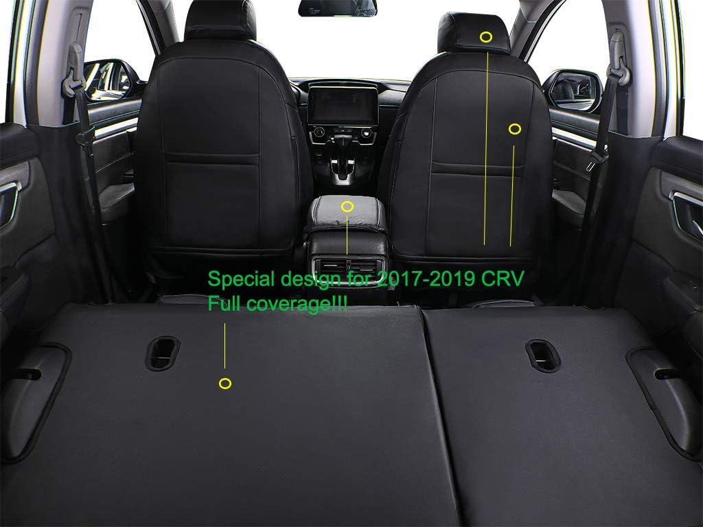EKR Accord Car Seat Covers for Honda Accord 2023 2024 2025 EX,SE &2023-2025 (Hybrid) Sport,EX-L,Sport-L,Touring,(Rear Row W/40/60 Split Backrest),Leather Seat Covers for Trucks Full Set (Black)
