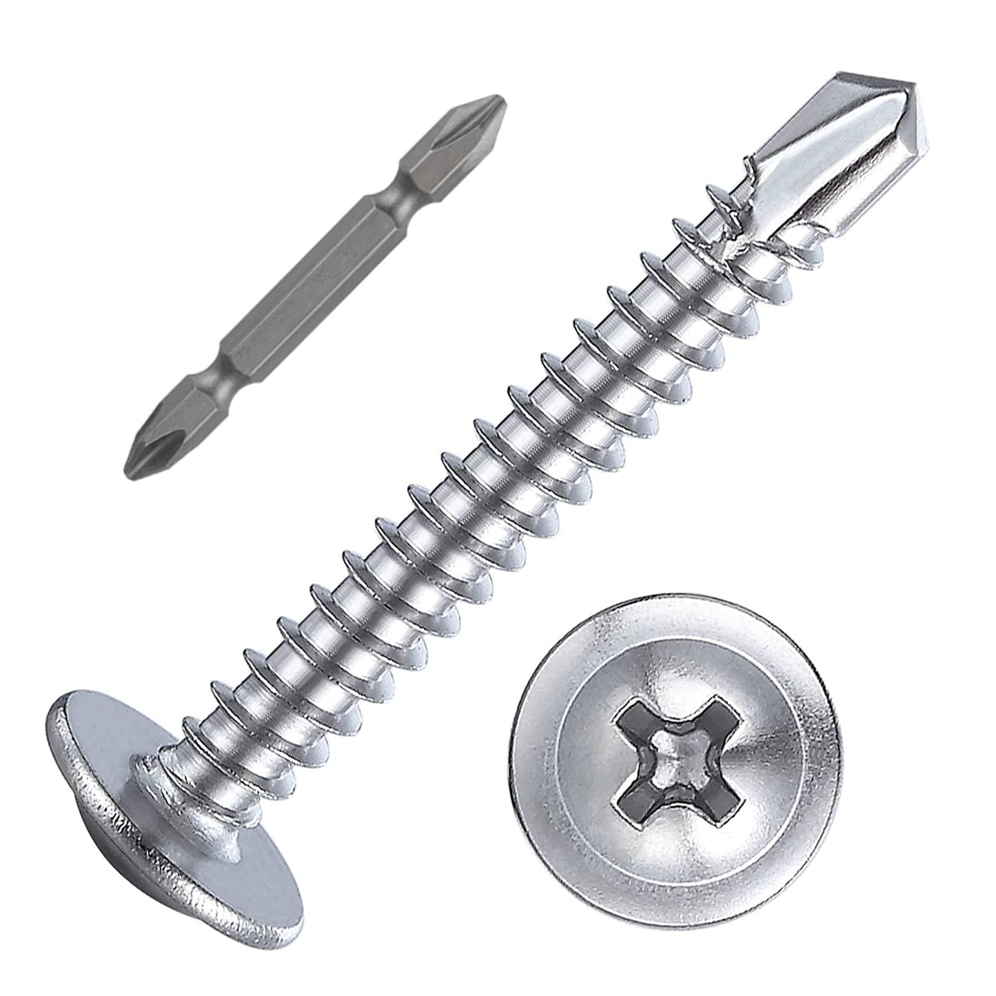 (200 pcs) Wensilon #10×1-1/4”for Sheet Metal Self-Tapping Screws 410 Stainless Steel Truss Head High-Strength Quick Tapping Screws