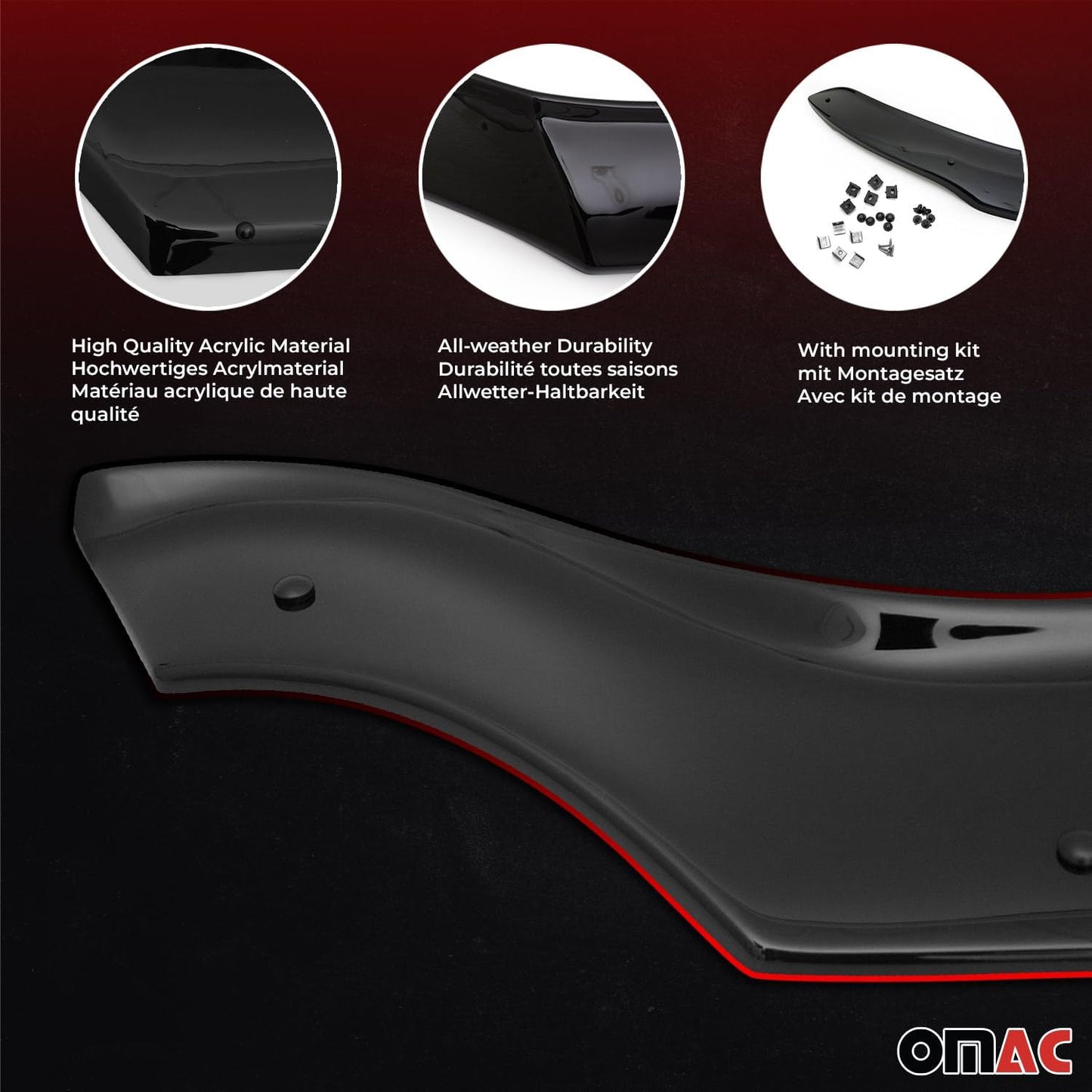 OMAC Front Bug Shield Hood Deflector & Window Visor for Mercedes Metris 2016-2024