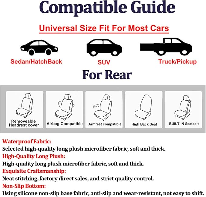 Car Towel Seat Cover, Performance Microfiber Washable Non Slip Vehicle Front Seat Covers, Sweatproof Automotive Interior Chair Protectors, Universal for SUV Automobile Truck (Black)