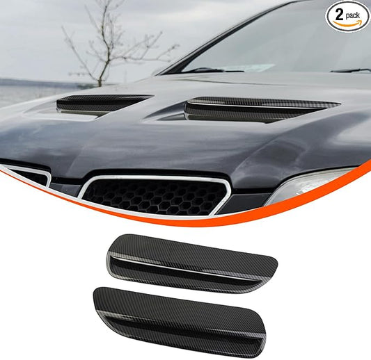 ABS Car Front Hood Vents fits Exterior Decoration Accessories Compatible with Pontiac G8 2008 2009 Hood Vent Air Flow Intake Body Kits (Black Carbon Fiber)