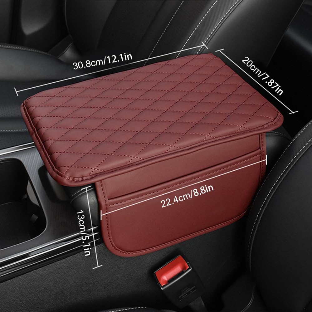 Memory Cotton Leather Car Armrest Box Pad, 2025 New Universal Style Memory Cotton Car Armrest Box Pad, Upgrade Vehicle Seat Box Cushion Protector for SUV Truck (Grey)