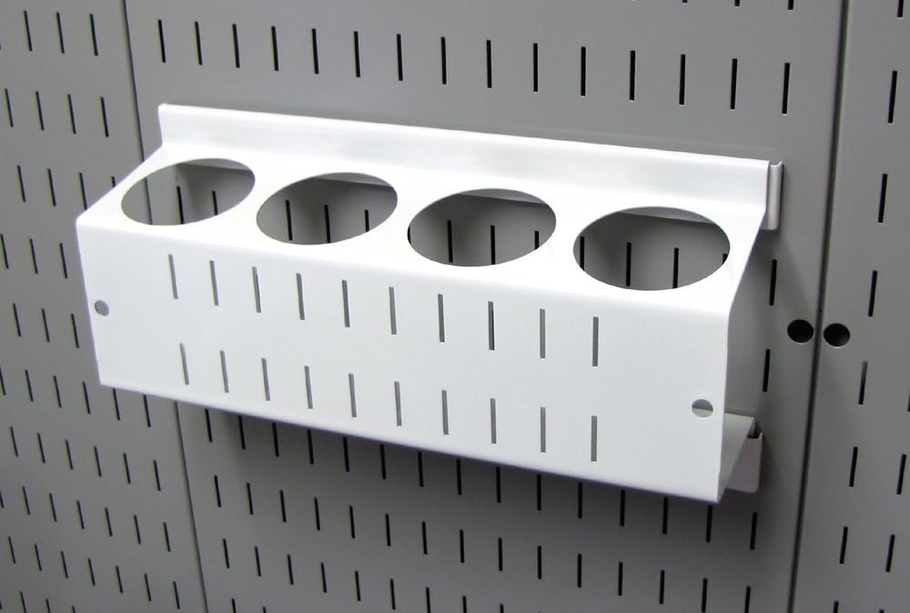 Wall Control 4 ft. Metal Pegboard Organizer - Standard Tool Storage Kit & Spray Can Holder Bracket for Pegboard & Slotted Tool Board - White