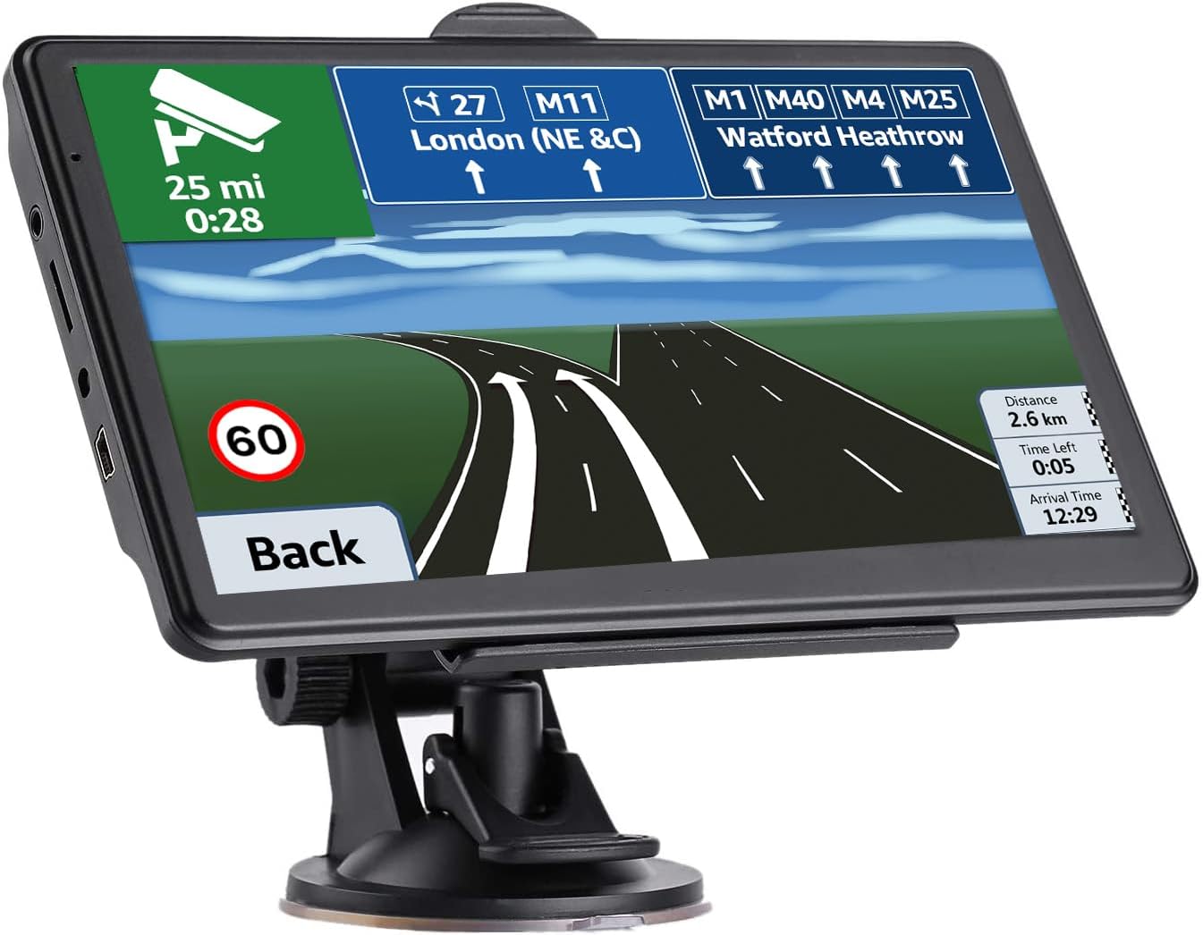 GPS Navigation for Car, 2025 Map 7 inch Touch Screen Car GPS, Voice Turn Direction Guidance, Support Speed and Red Light Warning, Pre-Installed North America Lifetime map Free Update