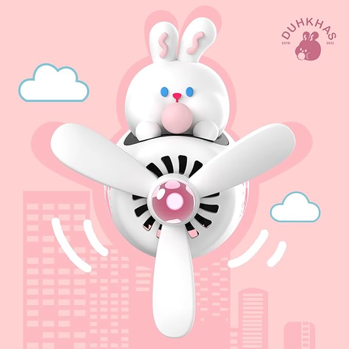2 Pieces Car Air Fresheners, Cute Bear Pilot Car Diffuser, Propeller Air Outlet Vent Fresheners, Suitable for Automotive Interior Decoration (Chubby)