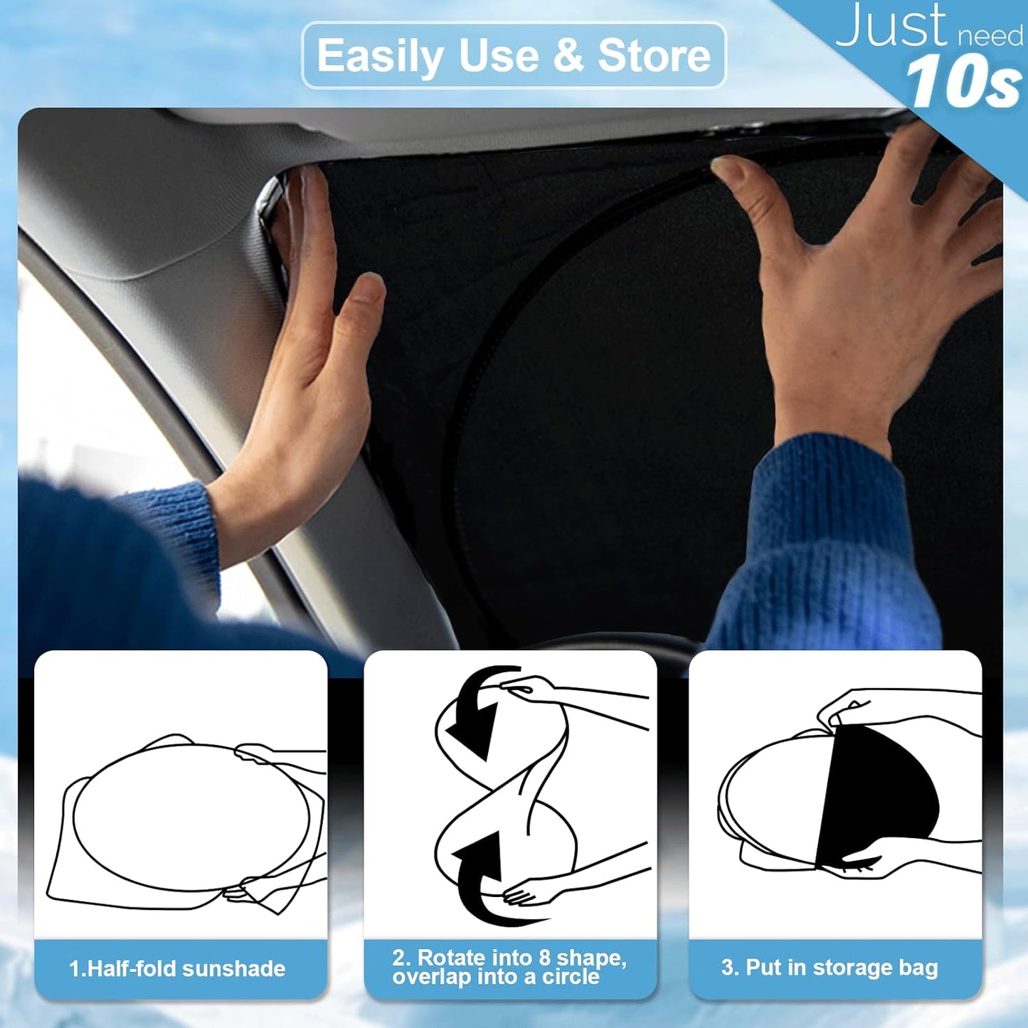 Custom fit Audi Q5 Windshield Sunshade for 2014 2015 2016 2017 Audi Q5/SQ5, Sportback SUV Shades Cover for Windshield Sun Visor Screen Protector 210T Reflective Blocks UV Rays Cool Car Accessories