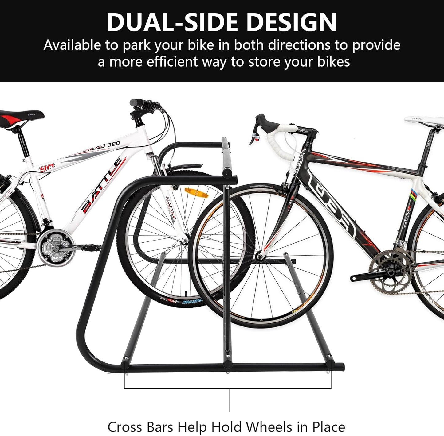 Commercial Bike Rack Garage Floor, Grid Bike Rack in Ground, 10-Bike Capacity Dual Sided Bicycle Storage Stand Floor Parking Stand for Garages, Stores, Schools & Universities Power Coated Steel