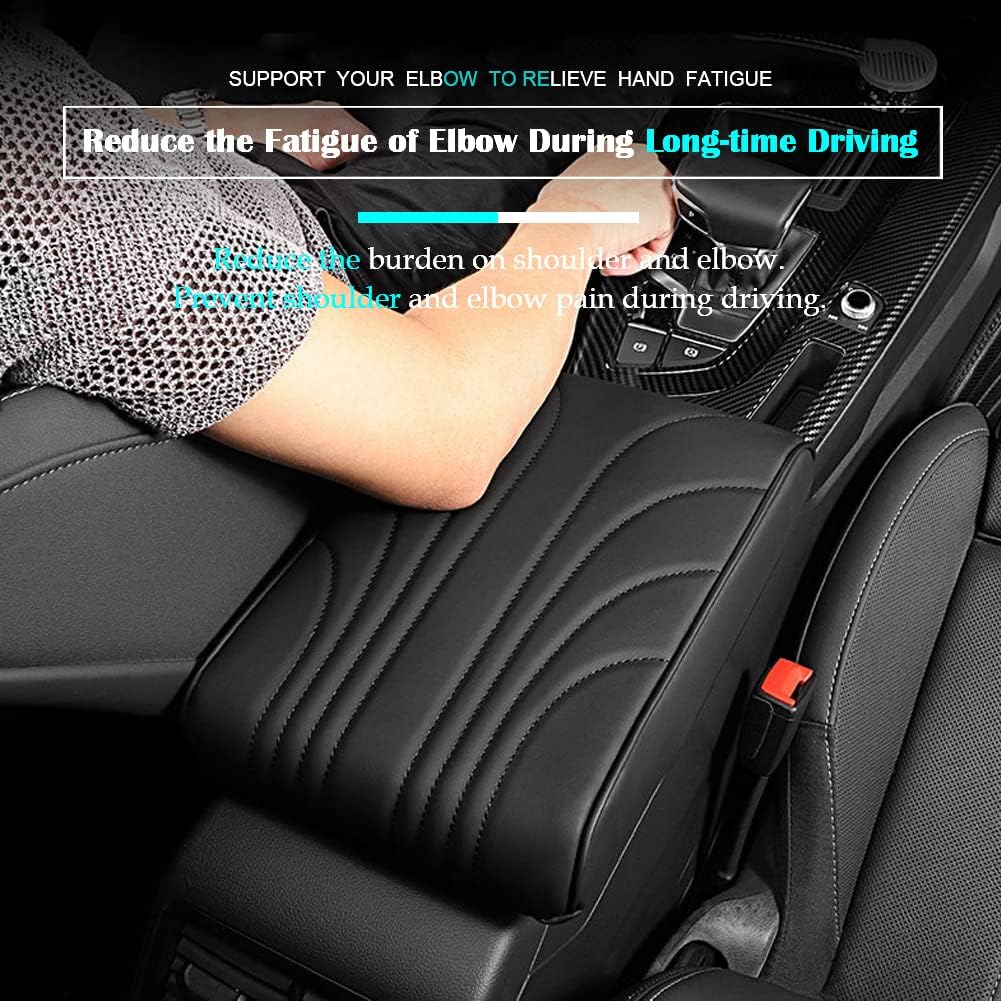 Upgraded Car Center Console Pad,Elbow Rest Pillow,PU Leather Armrest Cushion, Relieve Arm Fatigue,Great for Long-time Driving,Universal Car Armrest Seat Box Cover Protector for Most Vehicles