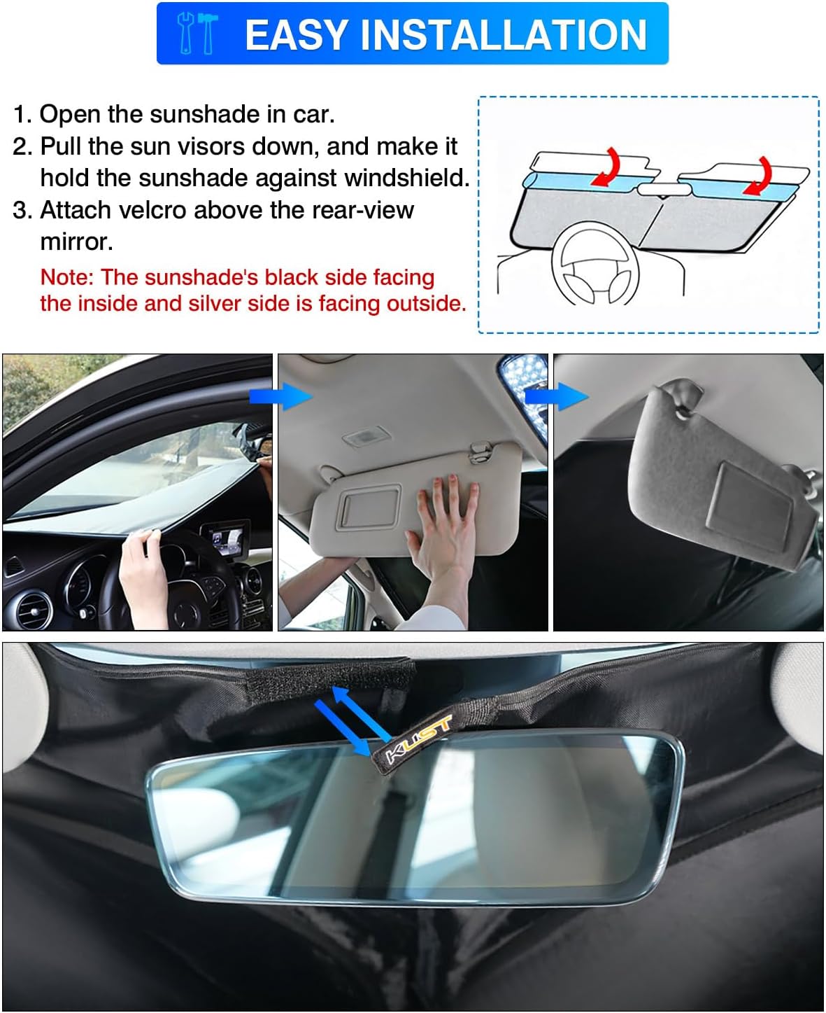 KUST Windshield Sun Shade for 2021-2025 2026 Volkswagen VW ID.4 Accessories Sunshade Window Sun Visor Protector Foldable Blocks UV Rays Keep Car Cooler Privacy