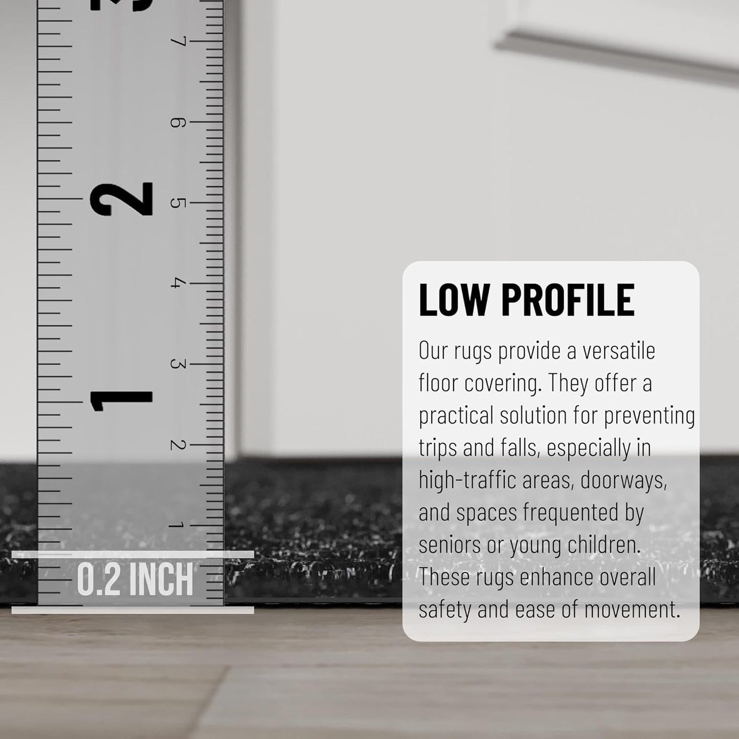 Ottomanson 3'11" x 18' Hallway Runner with Scraper Pile - Extra Durable Non-Slip Rug Mat for Indoor & Outdoor Use - Ideal for Kitchen, Entryway & Garage - High-Traffic Carpet, Black