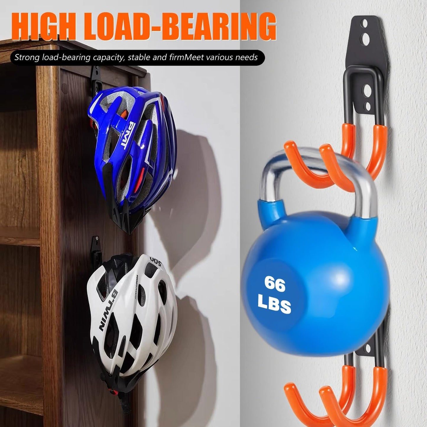 Heavy Duty Garage Storage Hooks，2 Pack Anti-Slip Coating,Wall Mount Storage Hooks for Hanging Bike, Ladder, Garden Tools,Small Utility Hook, Hose Holder for Outdoor and Indoors (4, Type u)