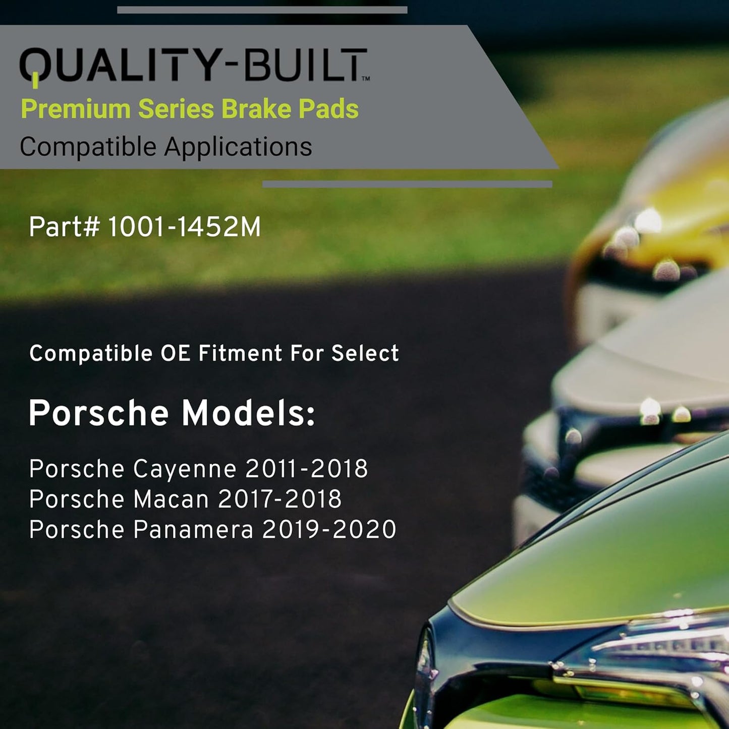 Premium Semi-Metallic Front Brake Pads (1001-1452M) Compatible with Porsche Cayenne 2011-2018, Porsche Macan 2017-2018, Porsche Panamera 2019-2020