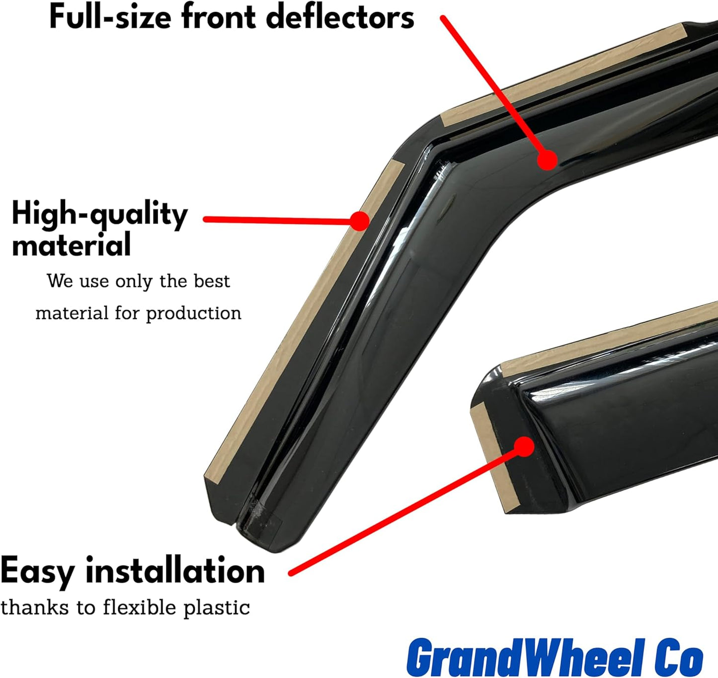 Window Deflectors Smoke Tinted in-Channel Side Window Vent Visor Deflectors Rain Guards Compatible with F-150 2015-2020 Regular Cab, SuperCrew, SuperCab - 2pcs. GW0878