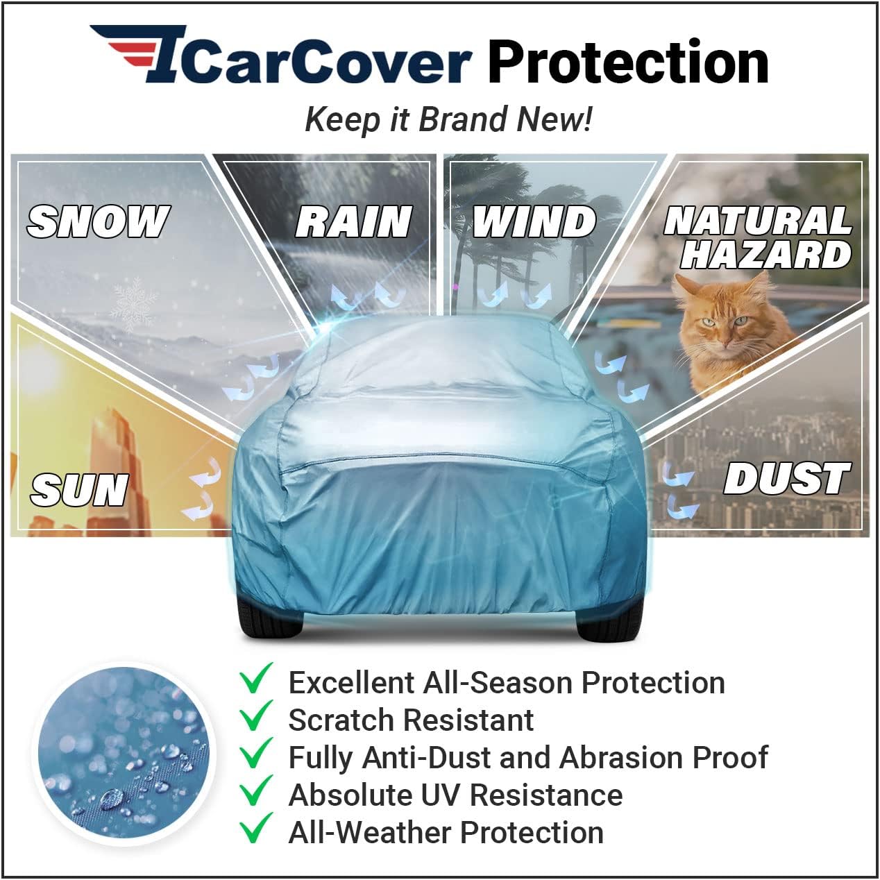 iCarCover Premium Car Cover for 1957 Chevy 150, 210 Wagon Heavy Duty Waterproof All-Weather Automobiles Custom Fit Indoor Outdoor UV Snow Protection Covers with Straps and Bag