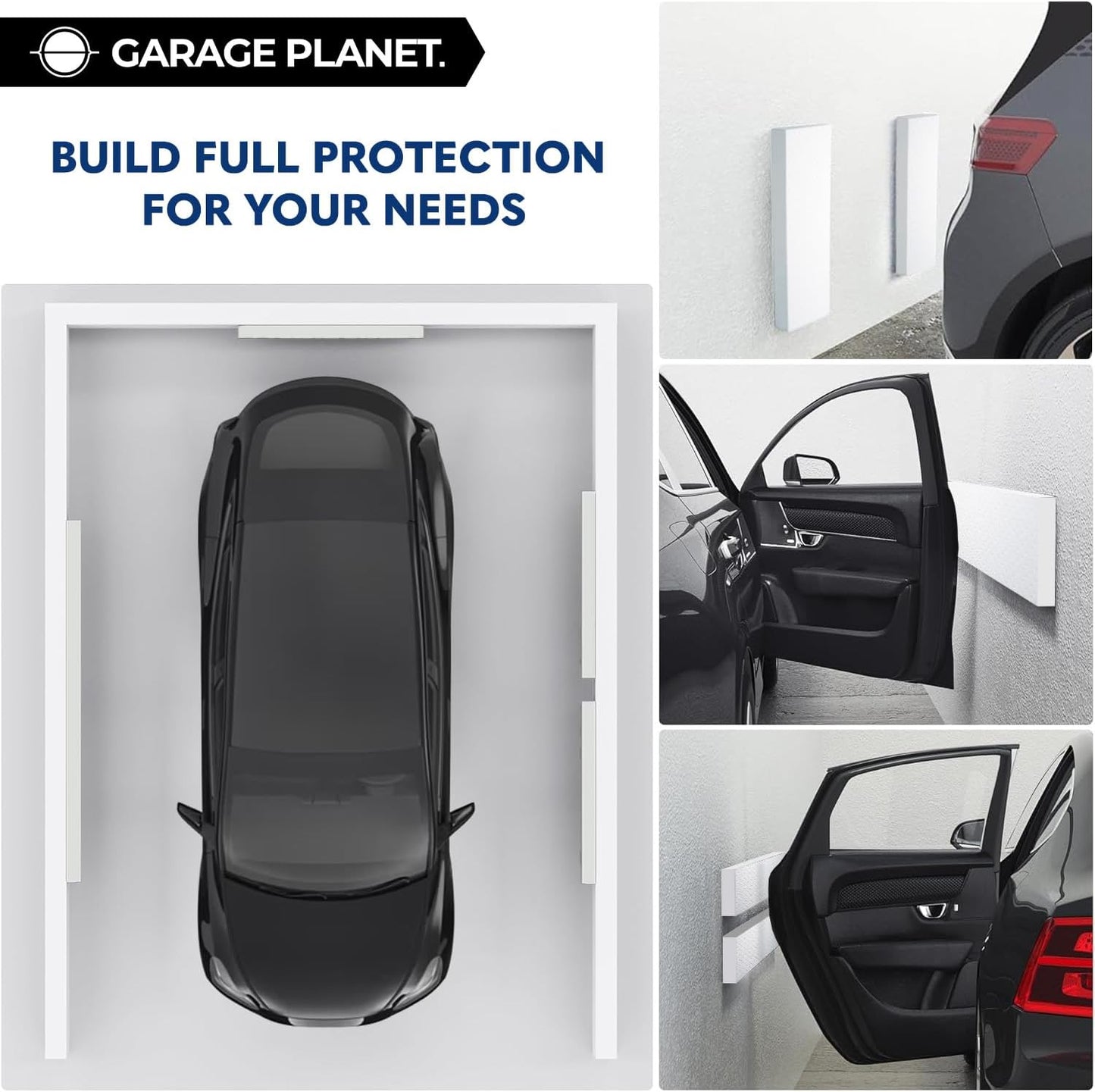 WP01 Garage Wall Protector Car Door Protector, Tool-Free, Designed in Australia (White, 2 Pack)