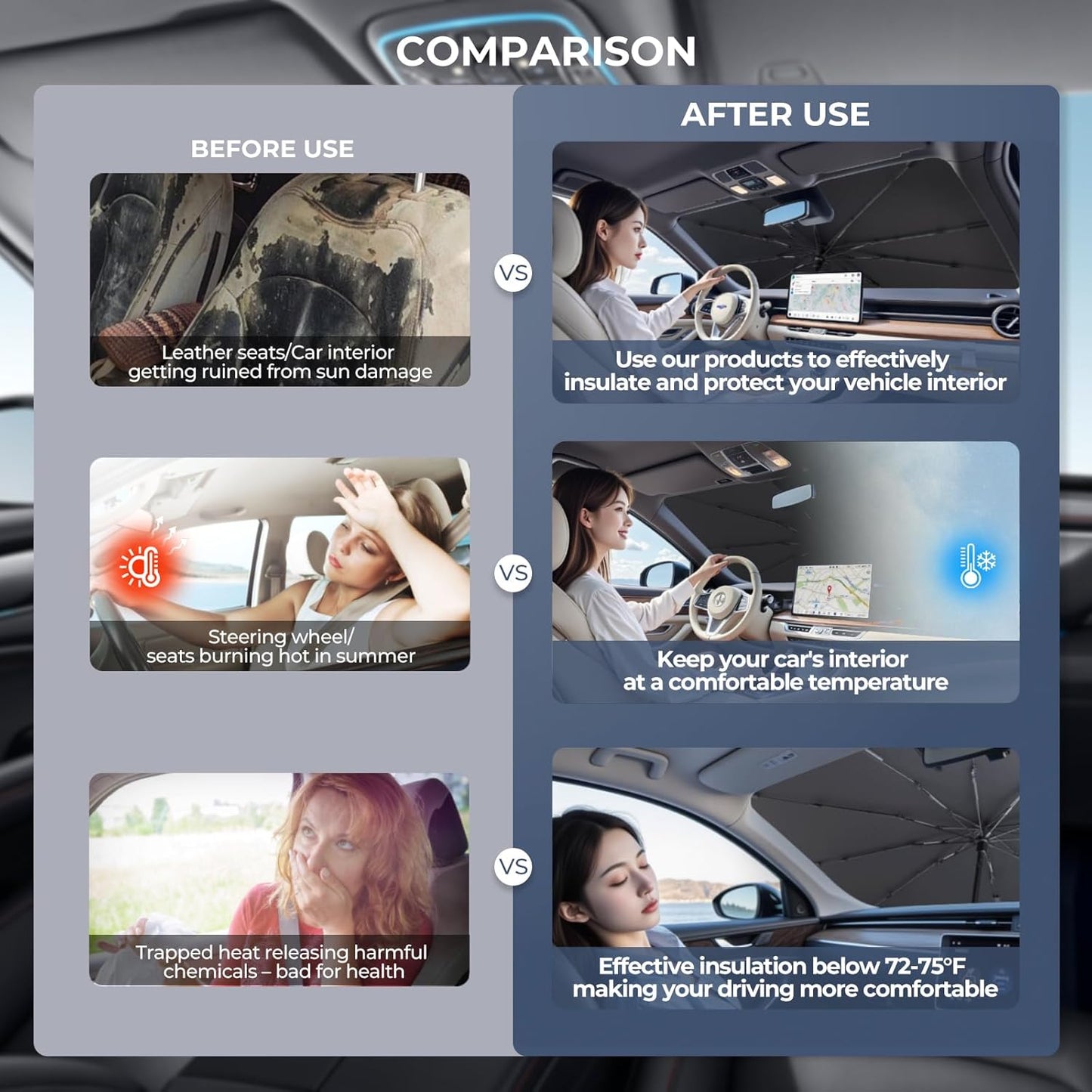 Windshield Sun Shade Umbrella: for Nissan Altima-Sedan-2019-2024 2025- Front Custom Car Window Shades - Foldable Altima Sunshades Block UV Keep Cool
