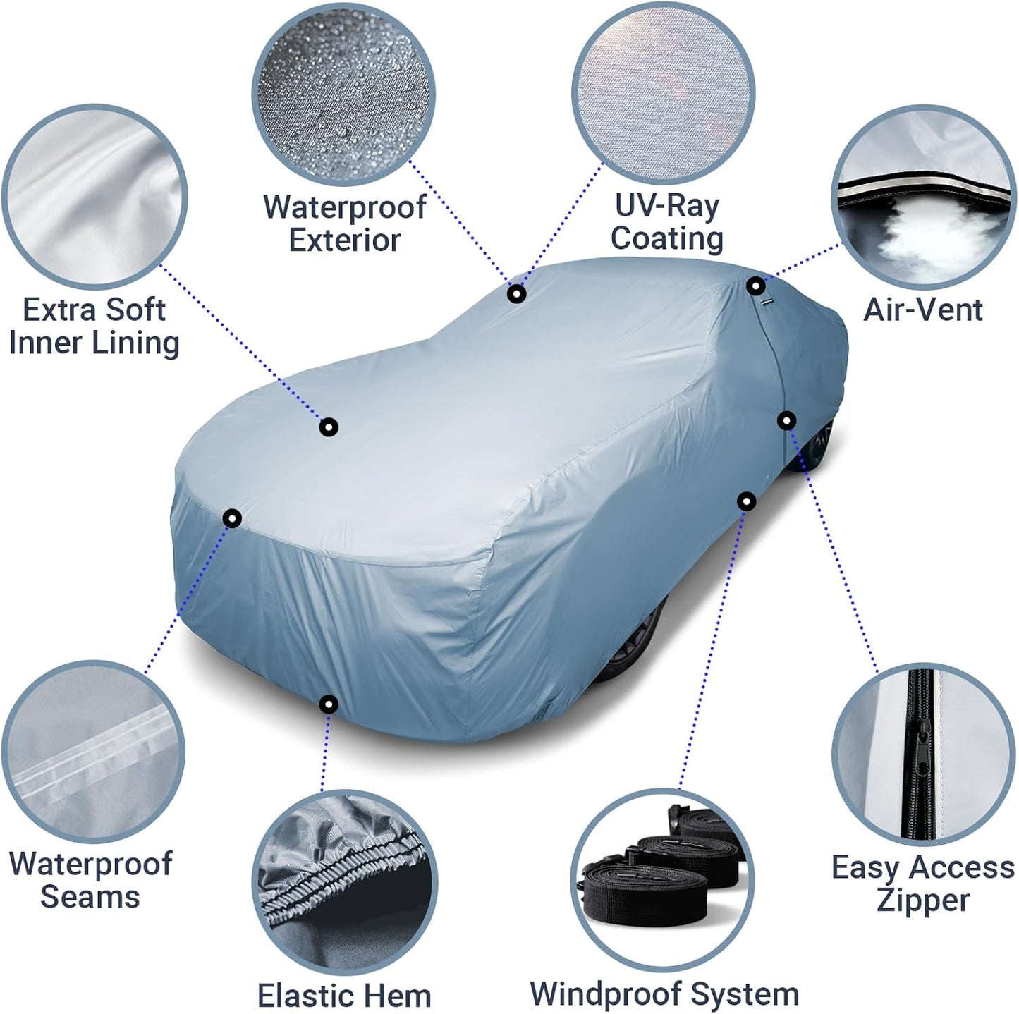 iCarCover Premium Car Cover for 1959-1964 Pontiac Parisienne 2-Door, 4-Door, Wagon Heavy Duty Waterproof All-weather Automobiles Custom Fit Indoor Outdoor UV Snow Protection Covers with Straps and Bag